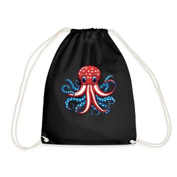 Poulpe drapeau américain 4 juillet jour poulpe cadeau - Sac de sport léger - noir - Devant