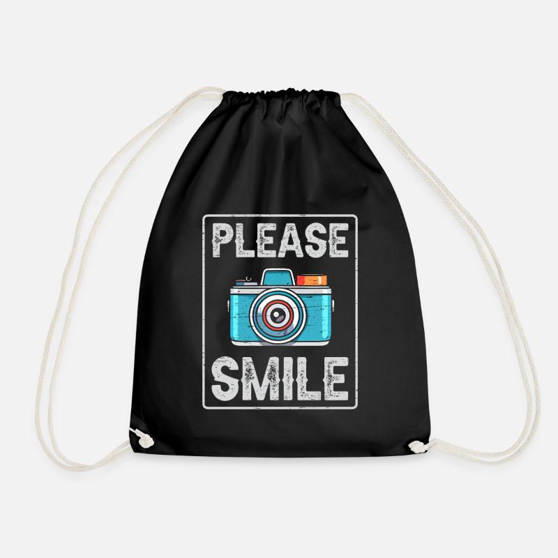 Please Smile for a Photographer - Drawstring Bag - black