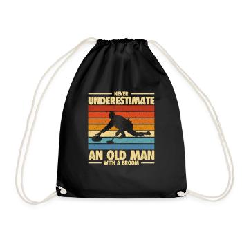 Never Underestimate An Old Man With A Broom - Drawstring Bag - black - Front