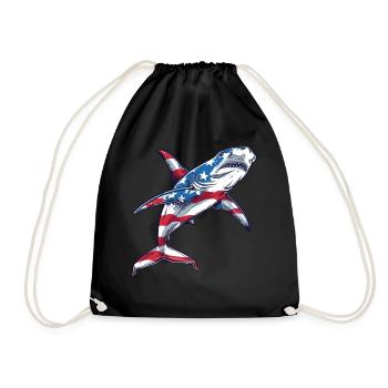 Hammerhead Shark American Flag 4th of July - Turnbeutel - Schwarz - Vorne