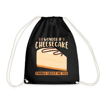Ich frage mich, ob Cheesecake auch an mich denkt - Turnbeutel - Schwarz - Vorne