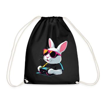 Osterhase Gamer Gaming Streetwear Ikonisches - Turnbeutel - Schwarz - Vorne