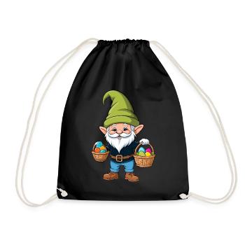 Pâques nordique Gnome lapin de Pâques drôle - Sac de sport léger - noir - Devant