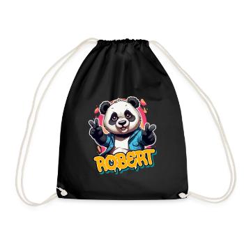 ROBERT - Beau nom de garçon avec Cool Panda - Sac de sport léger - noir - Devant