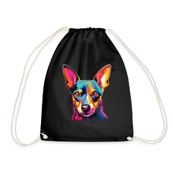 Wasserfarben Farbenfroher American Toy Terrier - Turnbeutel - Schwarz - Vorne