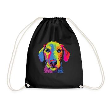 Aquarelle coloré Bedlington Terrier - Sac de sport léger - noir - Devant