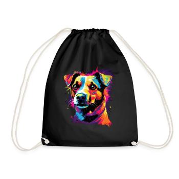 Aquarelle colorée Jack Russell Terrier - Sac de sport léger - noir - Devant