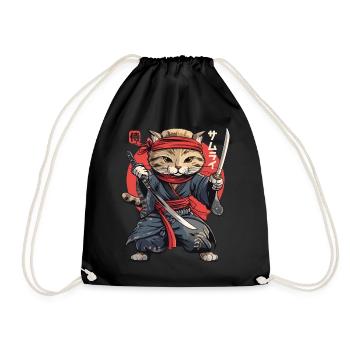 Chat Samouraï Chat Ninja Japonais Kawaii - Sac de sport léger - noir - Devant