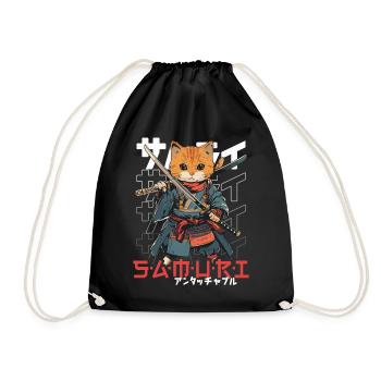 Chat Samouraï Chat Ninja Japonais Kawaii - Sac de sport léger - noir - Devant