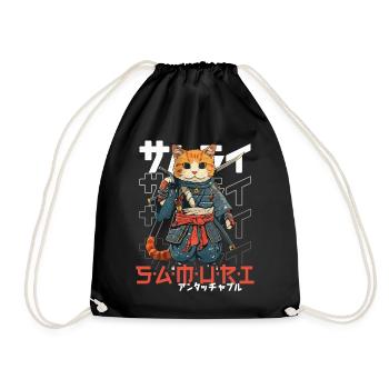 Chat Samouraï Chat Ninja Japonais Kawaii - Sac de sport léger - noir - Devant