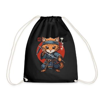 Chat Samouraï Chat Ninja Japonais Kawaii - Sac de sport léger - noir - Devant