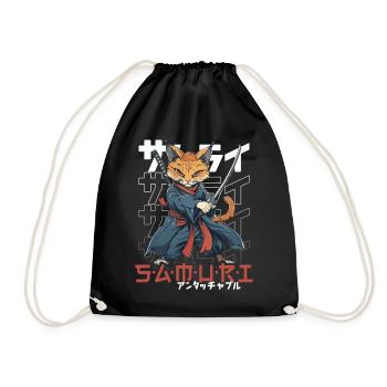 Chat Samouraï Chat Ninja Japonais Kawaii - Sac de sport léger - noir - Devant