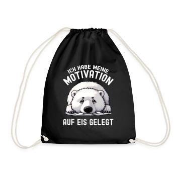 Süßer Eisbär ohne Elan kein Bock keine Motivation - Turnbeutel - Schwarz - Vorne