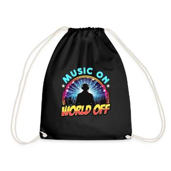 Disc Jockey Music On World Turntable Disc Jockeys - Drawstring Bag - black - Front
