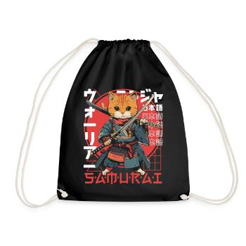 Chat Samouraï Chat Ninja Japonais Kawaii - Sac de sport léger - noir - Devant