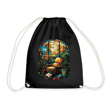 Bookish Cottagecore Stained Glass Bibliophile Book - Turnbeutel - Schwarz - Vorne