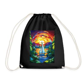 Cruising Sailboat Stained Glass Boat Sailing - Turnbeutel - Schwarz - Vorne