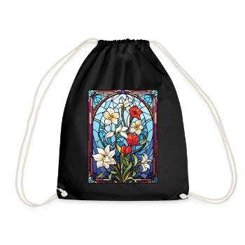Stained Glass Spring Wildflower Gardening Garden L - Turnbeutel - Schwarz - Vorne