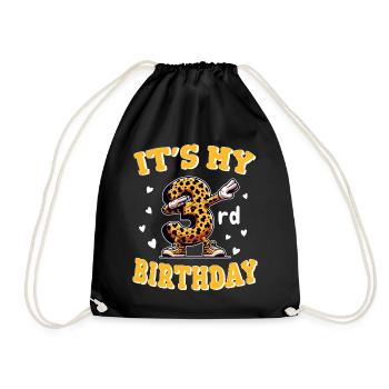 It's My Birthday Boy 3 Years old Leopard Boy Gift - Drawstring Bag - black - Front