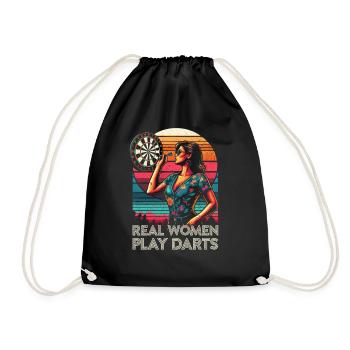 Real Women Play Darts - Funny Darts Players - Drawstring Bag - black - Front