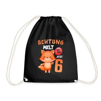 Attention au monde, j'ai maintenant 6 ans, renard - Sac de sport léger - noir - Devant