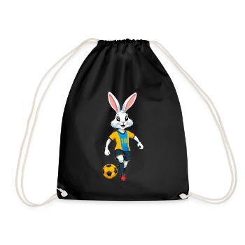 Osterhase Fußballspieler Ostern Fußball Design - Turnbeutel - Schwarz - Vorne