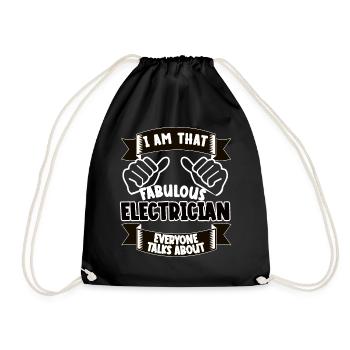 Electrician Funny Saying Gift Idea - Drawstring Bag - black - Front