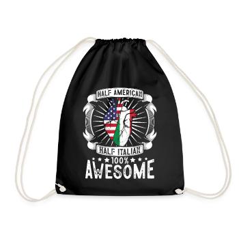 Italy USA Flag - Half American Half Italian - Drawstring Bag - black - Front