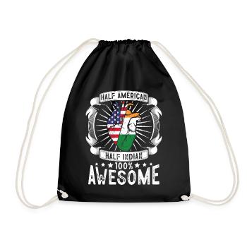 India USA Flag - Half American Half Indian - Drawstring Bag - black - Front