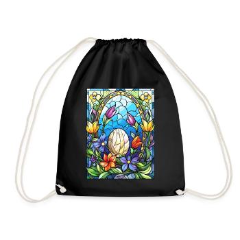 Spring Wildflower Easter Egg Stained Glass Gardeni - Turnbeutel - Schwarz - Vorne