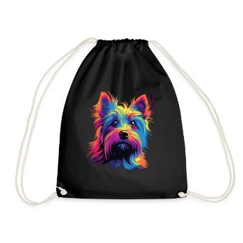 Watercolor Colorful Australian Silky Terrier - Drawstring Bag - black - Front