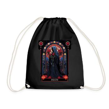 Death Tarot Card Stained Glass Occult Grim Reaper - Turnbeutel - Schwarz - Vorne