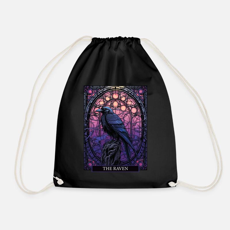 Raven Gothic Tarot Card Witchy Stained Glass - Turnbeutel - Schwarz