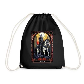 Death Tarot Card Skeleton Reaper Stained Glass Pag - Turnbeutel - Schwarz - Vorne