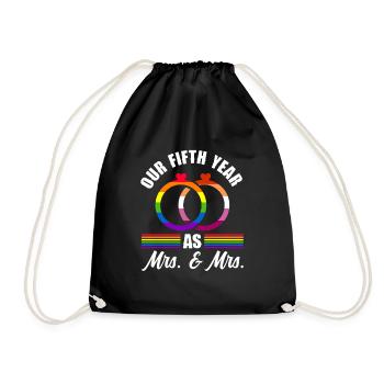 Unser fünftes Jahr als Mrs & Mrs Lesbian Wedding G - Turnbeutel - Schwarz - Vorne