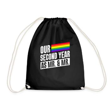 Second year as Mr & Mr Gay Pride gay marriage - Drawstring Bag - black - Front