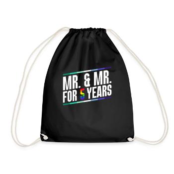 Mr. & Mr. Seit 5 Jahren Gay Pride Homo-Ehe - Turnbeutel - Schwarz - Vorne