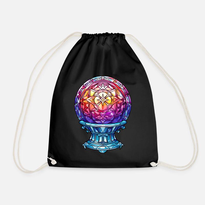 Wicca Crystal Ball Stained Glass Witchcraft Pagan - Turnbeutel - Schwarz