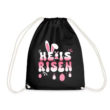 He Is Risen Easter Celebration Theme Bunny Eggs - Drawstring Bag - black - Front