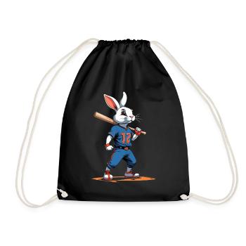 Baseballspieler Osterhase Ostern Baseball - Turnbeutel - Schwarz - Vorne