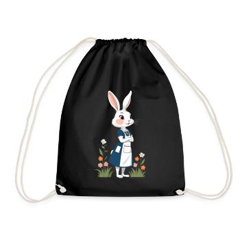 Krankenschwester Hase Süßes Osterhäschen Motiv - Turnbeutel - Schwarz - Vorne