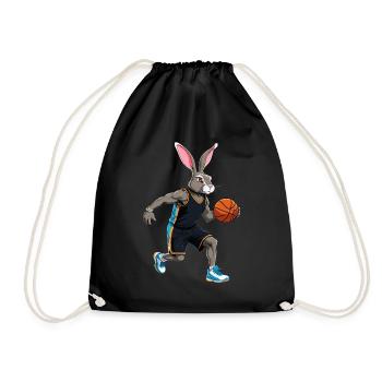 Basketball Player Easter Bunny Funny Easter - Drawstring Bag - black - Front