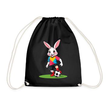 Easter Bunny Soccer Player and Easter Soccer Design - Drawstring Bag - black - Front