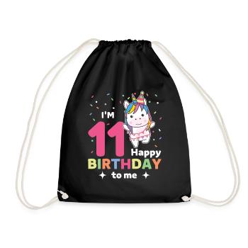 Unicorn for the 11th birthday for children eleven years - Drawstring Bag - black - Front