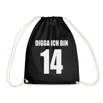 Digga ich bin 14 - Turnbeutel - Schwarz - Vorne