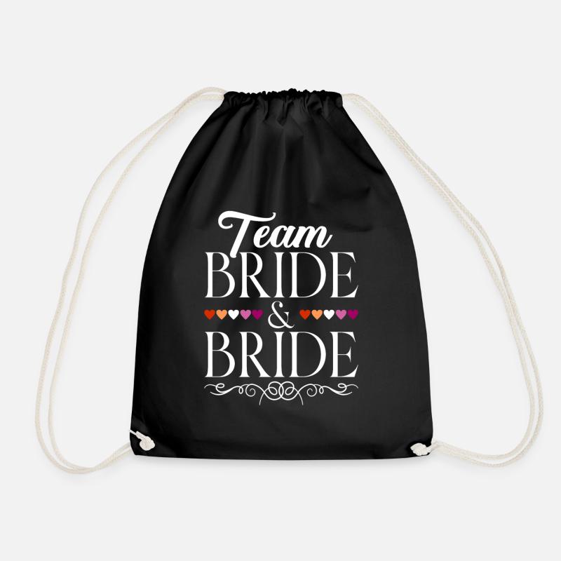Team Bride & Bride - Lesbische Schwule Hochzeit - Turnbeutel - Schwarz