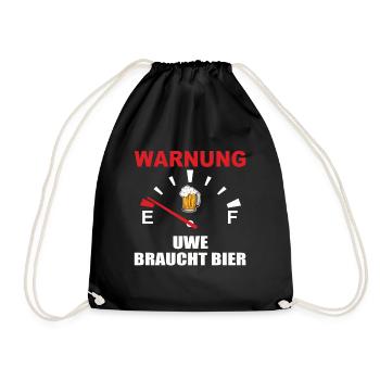 Bier Tacho Uwe Braucht Bier - Turnbeutel - Schwarz - Vorne