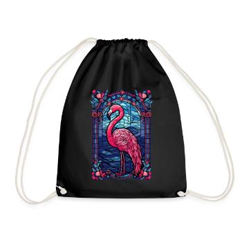 Pink Flamingo Geometric Animal Stained Glass Wildl - Turnbeutel - Schwarz - Vorne
