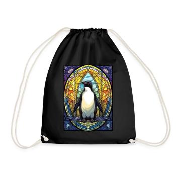 Cute Geometric Emperor Penguin Stained Glass Wildl - Turnbeutel - Schwarz - Vorne
