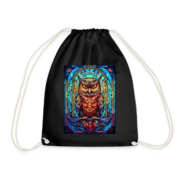 Geometric Animal Mystic Owl Stained Glass Wildlife - Turnbeutel - Schwarz - Vorne